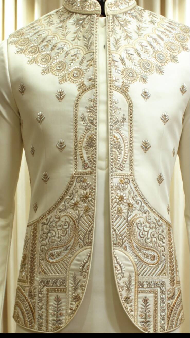 Hand-embroidered bandhgala detail